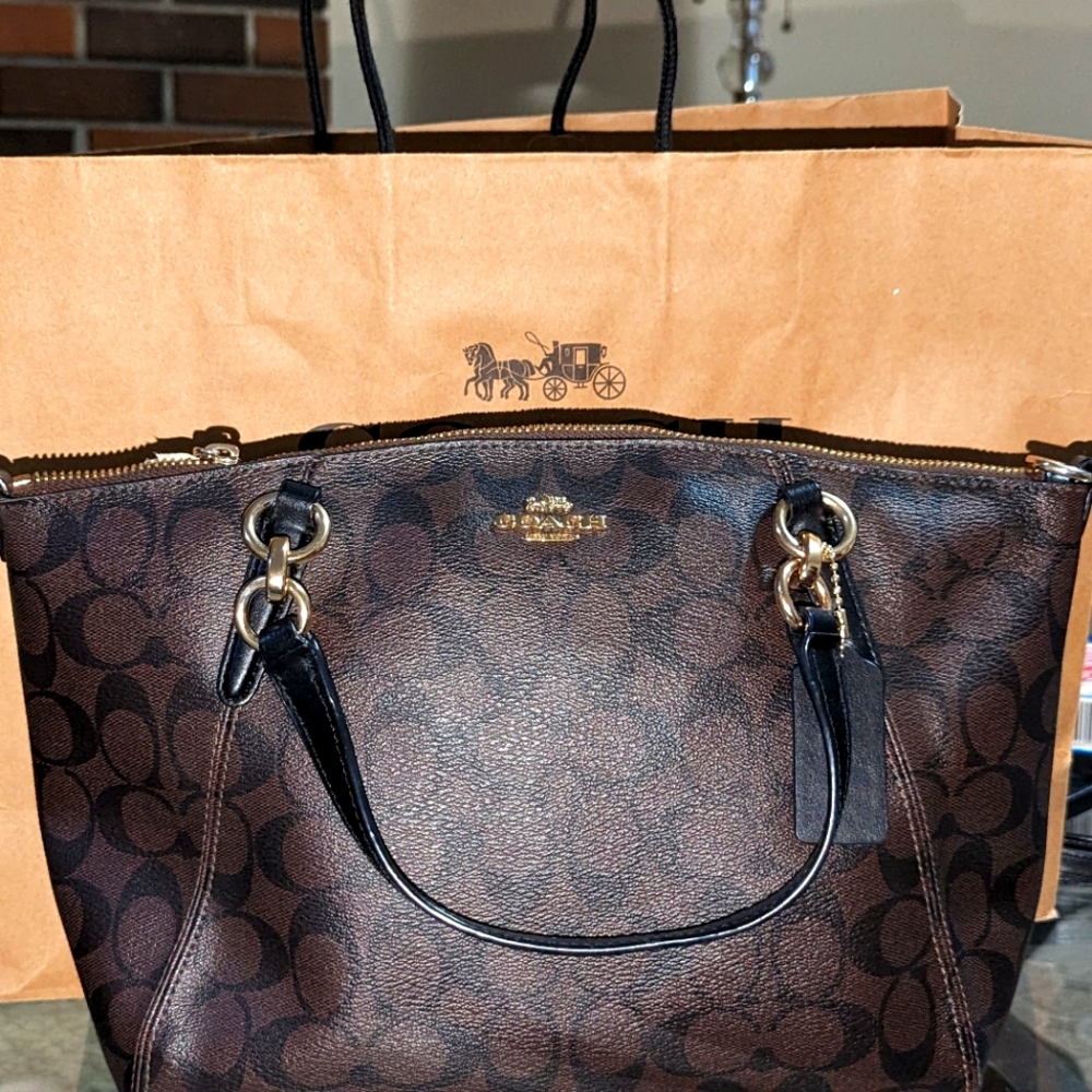 Coach Small Kelsey Satchel With Signature Canvas